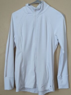 White Zip-Up Athletic Jacket